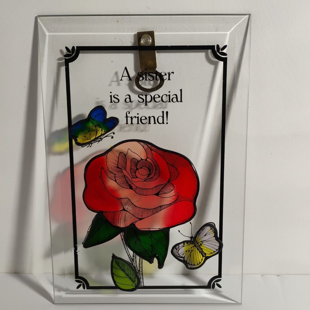 A Sister Is A Special Friend Stain Glass Butterfly Rose Sun Catcher